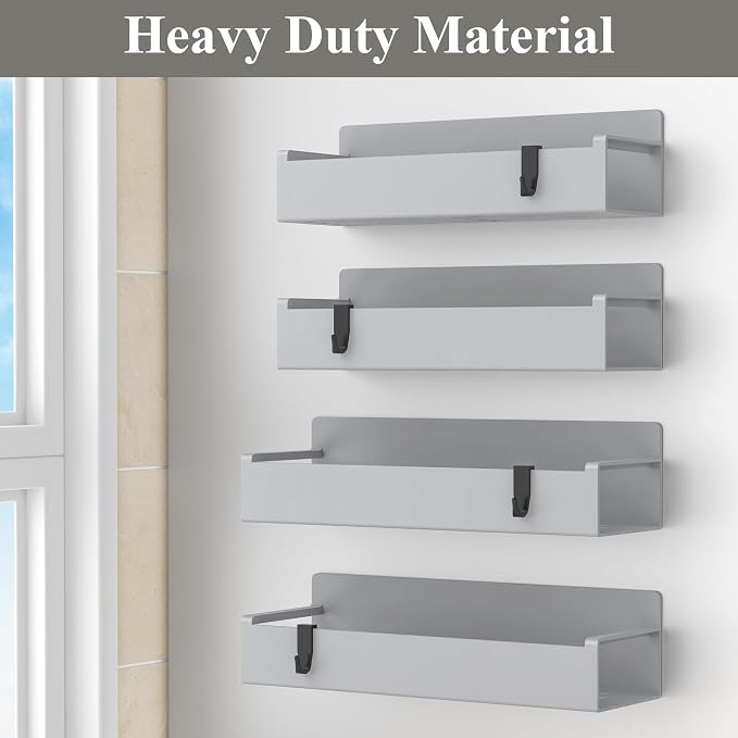 HuggieGems 4 Pack Magnetic Spice Rack Organizer for Refrigerator and Oven, Silver Fridge Organizers and Storage for Kitchen
