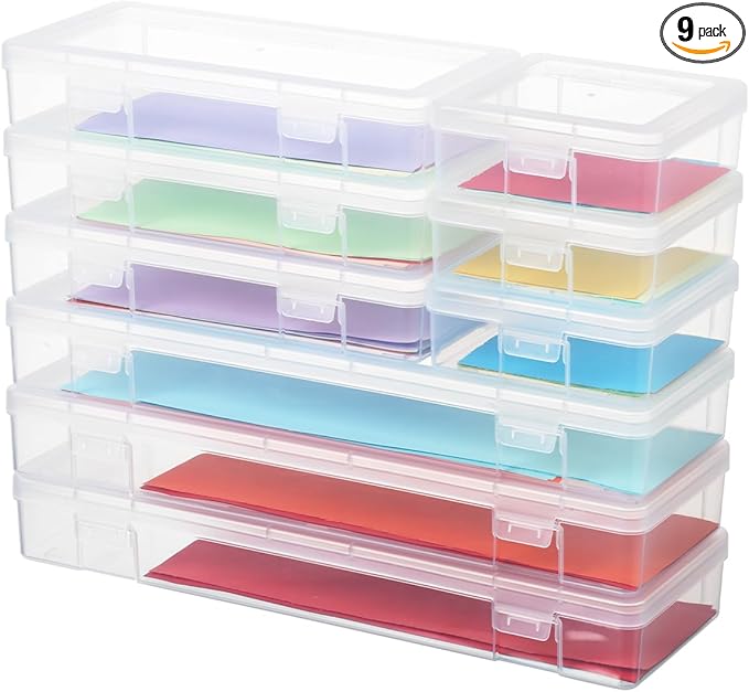 novelinks Clear Pencil Box and Small Plastic Storage Containers with Lids | 3 Small + 3 Medium + 3 Large, Board Game Storage Containers, Task Boxes for Special Education, Balloon Storage Organizer
