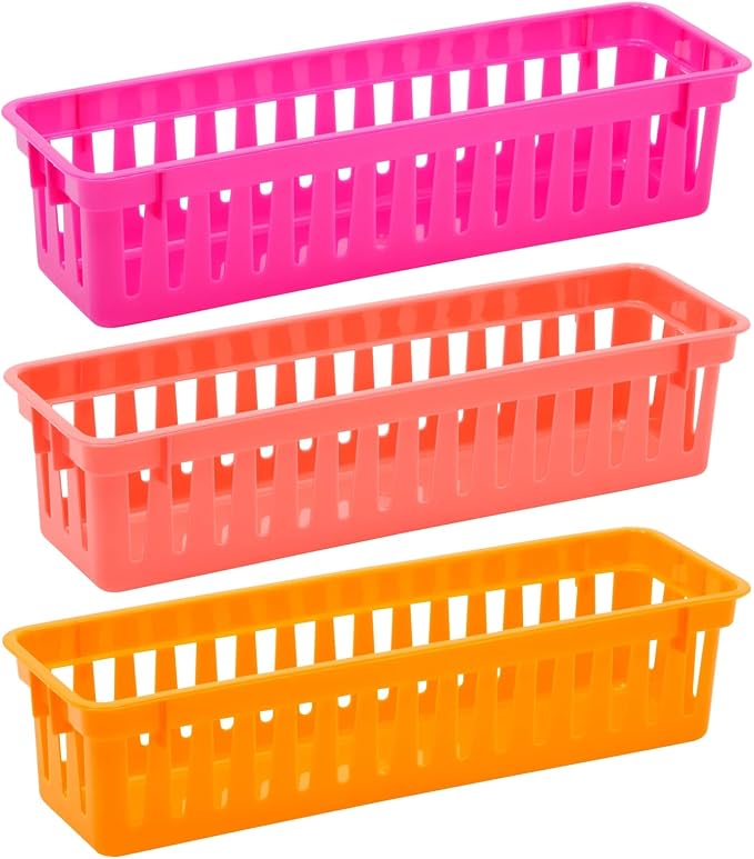 Juvale Plastic Pencil Holder for Classroom - 12-Pack, Multicolor, Slim Rectangular for Classroom Organization & Teacher Supplies