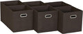 Household Essentials Foldable Fabric Storage Cubes 6-Pack – 11x11x11 Stackable Non-Woven Bins with Chipboard Sides & Grommet Handles – Closet, Shelf, Nursery, or Office Organizer – Chocolate Brown