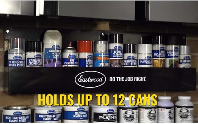 Eastwood Aerosol Can Rack | Aerosol Storage and Organizer | Mountalble Extra Wide Steel Construction | 12 Can Holes, Black