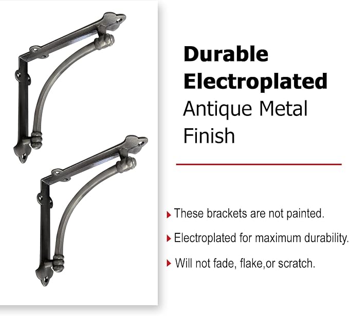 NACH Decorative Shelf Brackets, 2 Pack of 7.25 x 1.6 x 7.25 inch Antique Metal Cast Iron Shelf Brackets - Decorative Brackets for Mounting - Industrial Style Brackets