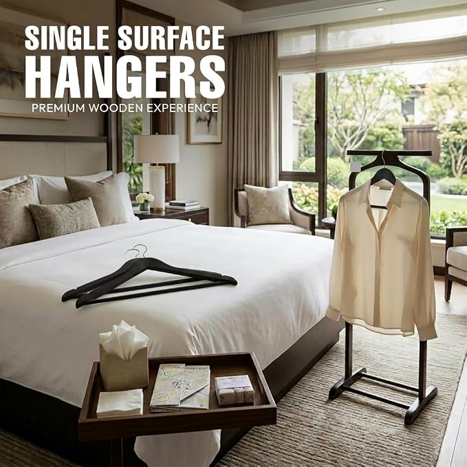 Utopia Home Premium Wooden Hangers 90 Pack - Durable & Slim Coat Hanger - Suit Hanger with 360-Degree Rotatable Hook - Wood Hangers with Shoulder Grooves (Black Color)
