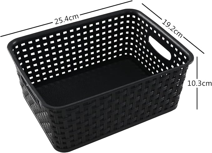 Morcte Black Plastic Storage Basket Bins Organizer, 4-Pack