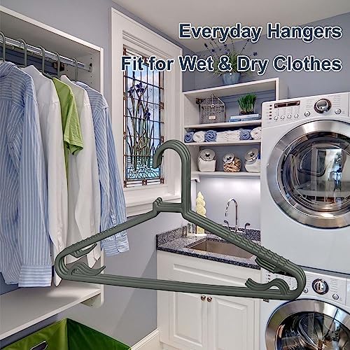 Byomostor Plastic Hangers 50 Pack, Light Weight Durable Clothes Hangers with Hooks Standard Size G-Shape&Non-Slip Coat Hangers for Everyday Use (Grey)
