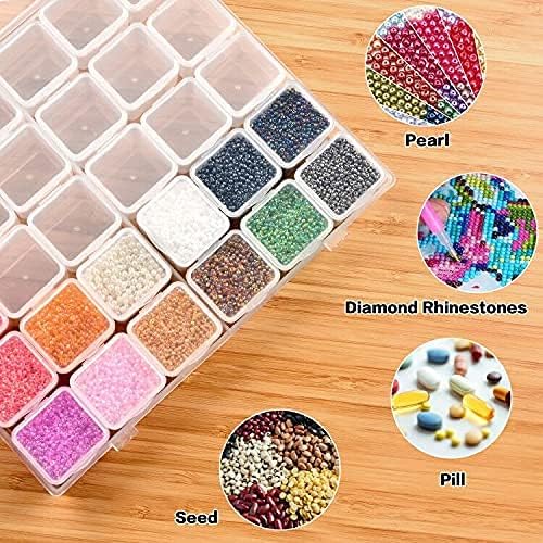 FULLCASE 30-Grid Diamond Painting Storage Box with Clear Containers - Portable Bead Organizer for Diamond Art, Nail Supplies & DIY Crafts (Box Only, No Beads)