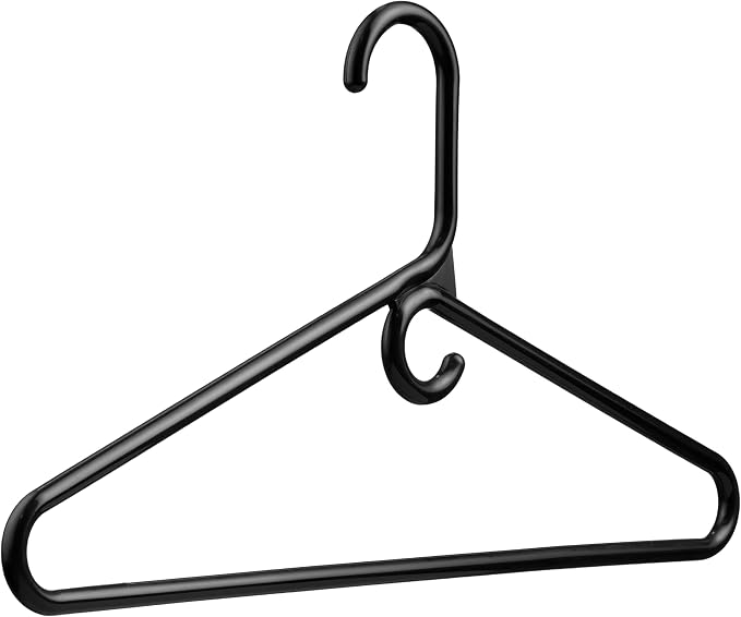 DEILSY™ Heavy Duty Plastic Hangers 50 Pack - Extra Heavy Duty Hangers for Clothes, Thick Black Plastic Hangers, Strong Clothes Hangers with Hook for Scarves & Belts