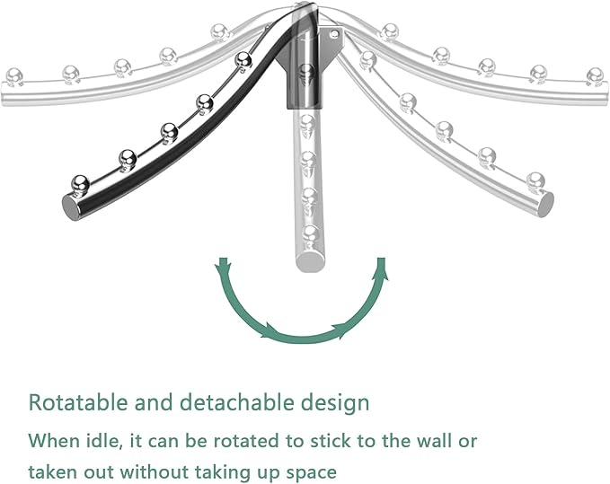 2 Pack Stainless Steel Clothes Hanger Rack Wall Mount, Folding Garment Hook with 180°Rotation Swing Arm Suit Hangers Coat Storage Organizer for Laundry Room Bedroom Clothing Drying Rack with 5 Hooks