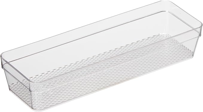 Oggi Clear Drawer Organizer - 3" X 9.5" - Ideal for Organizing Kitchen Drawers, Office, Desk, Silverware, Kitchen Utensils, Cosmetics and Bathrooms