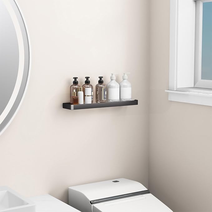 Danpoo 20 Inch Long Floating Shelf Black, Clear Tempered Glass Wall Shelf - Spacious and Stylish Storage for Your Home