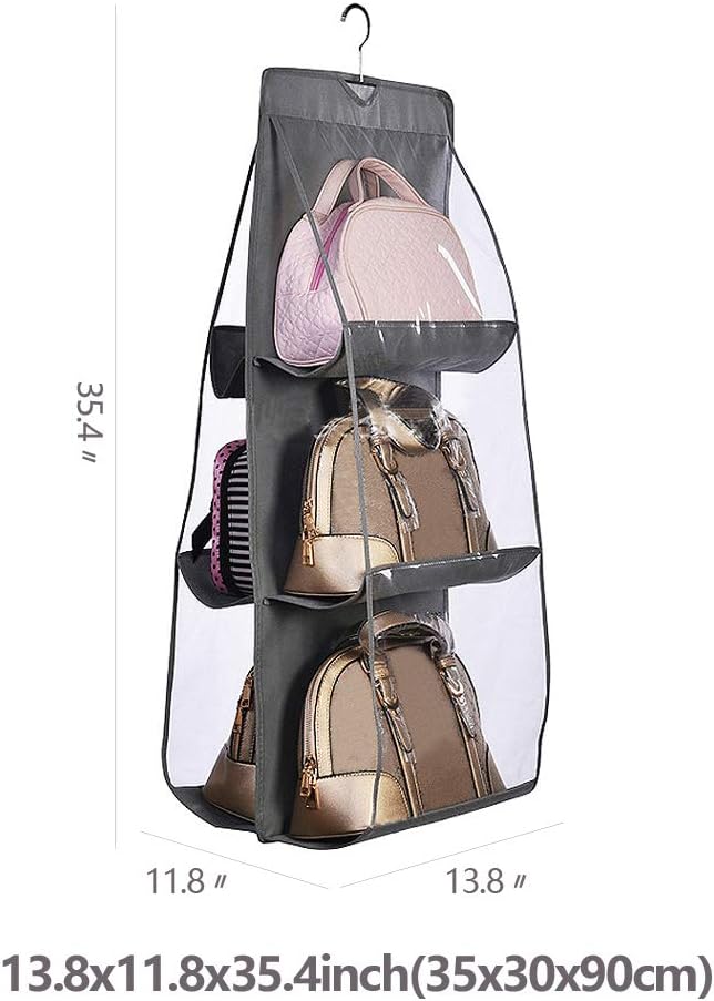 DIOMMELL Purses Hanger Hanging Handbag Organizer Bags Storage Holder for Closet with 6 Larger Pockets