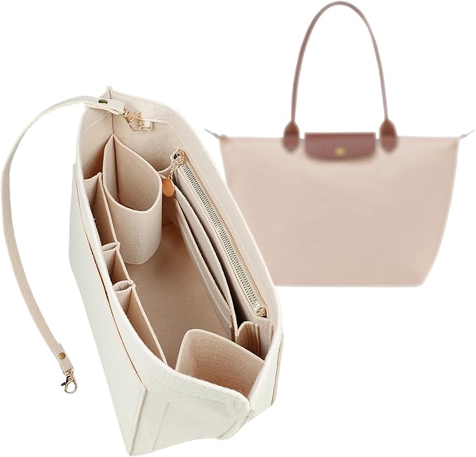 Lckaey Purse Organizer For Longchamp Purse For Long Champ Le Pliage Insert organizer1012-30khaki-L