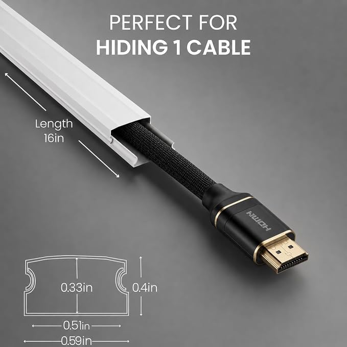 EVEO Cable Hider - One Cord Hider 306” Cord Cover Wall Cable Hider, Cable Concealer, Wire Hiders for TV on Wall. Cable Management, Cord Hider Cable Raceway Wire Covers for Cords - Small | White