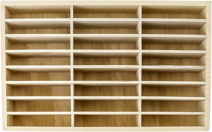 QWORK Wooden Cell Phones Storage Box 24-Grid, Desktop Mobile Phone Holder Management Storage Box Organizer, Multi Cell Phone Rack Display