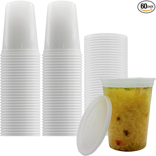 EASYTRIP [60 Pack] 32oz Deli Containers with Lids,Food Storage Container with airtight lid，Plastic Soup Containers with Lids Meal Prep/BPA Free/Freezer Safe/Dishwasher Safe/Microwave Safe/Stackable