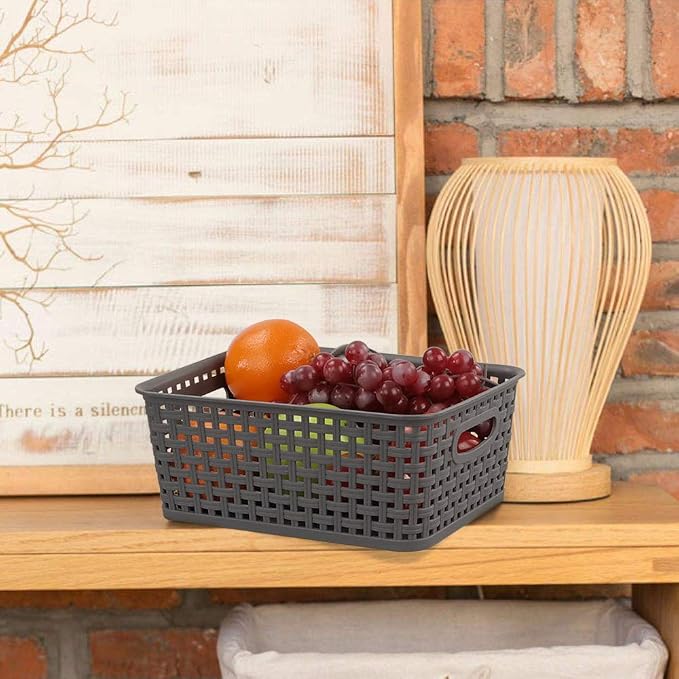 Multi-Colored Plastic Storage Baskets, Office Drawer Organizer Baskets, 6 Packs, F