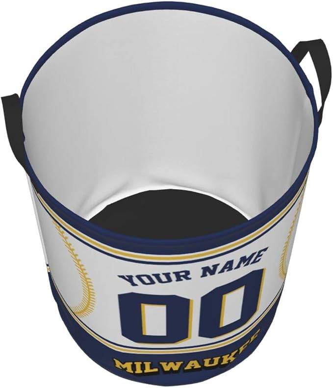 Custom Milwaukee Laundry Hamper Personalized Laundry Basket Customized Name And Number Collapsible Storage Basket for Bedroom Bathroom Living Room Baseball Fan Gifts