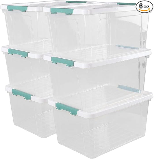 Xyskin 35 Quart Clear Large Storage Box, Plastic Storage Bins, Set of 6