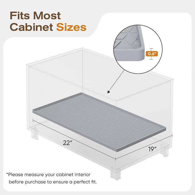 TRZZ Silicone Waterproof Under Sink Mat 22" x 19", Drip Tray and Cabinet Liner for Kitchen and Bathroom, Prevents Water Damage and Organizes Cabinets (Khaki)