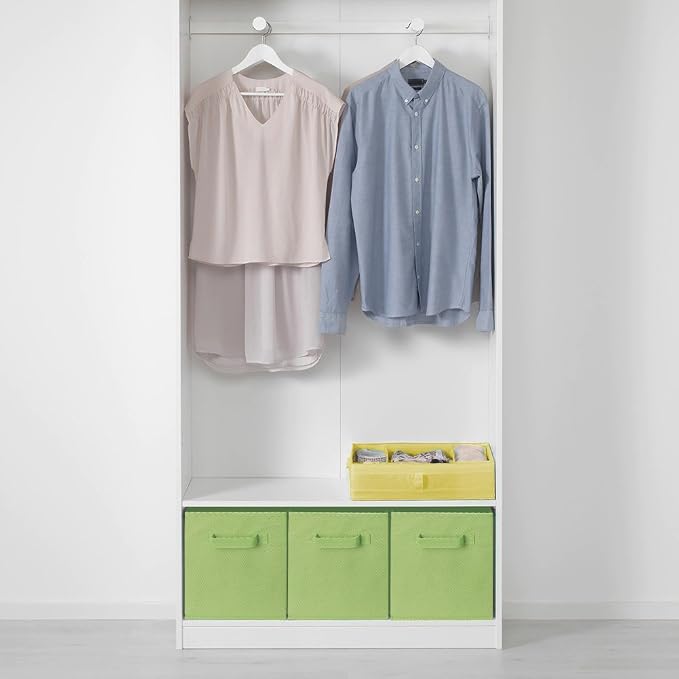 PowerKing Collapsible Storage Cubes with Handles, Fabric Foldable Bins for Closet Shelves, Durable Organization Storage Bins, 10.5'' x 11'' x 10.5'', 6 Pack, Green