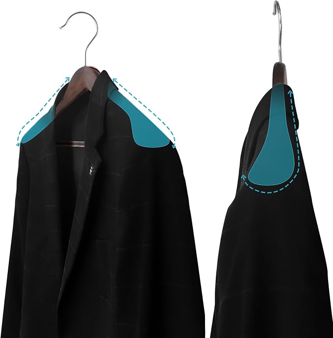 ABHENG Solid Wood Suit Hangers, 6 Pack, Coat Hangers with Non Slip Trouser Bar, 360° Swivel Hook, Heavy Duty Wide Hangers for Suit, Coat, Jacket, Trousers, Pants,17.3" W x 9" H, Dark Walnut AWY0406H