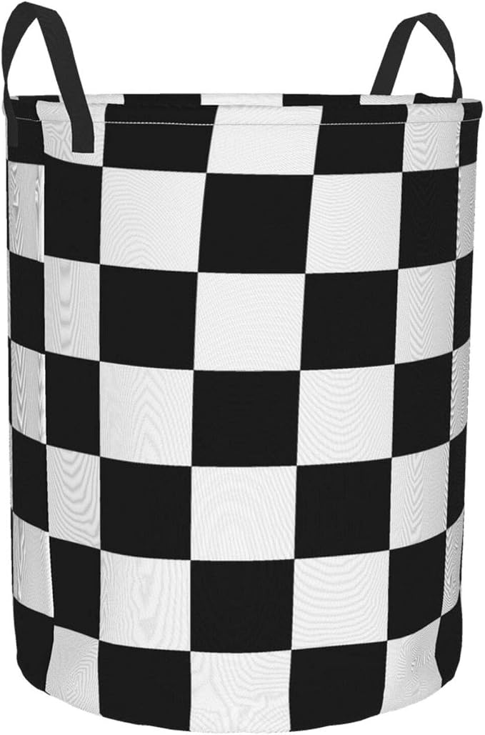 Black and White Checkerboard Pattern Laundry Basket,Laundry Hamper,Collapsible Storage Bin, Oxford Fabric Clothes Baskets,Nursery Hamper For Home,Office,Dorm,Gift Basket