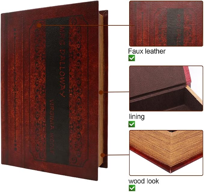 PACOLO Decorative Book Boxes, Faux Wood cover Storage for Hidden Jewelry, Money, and Cash