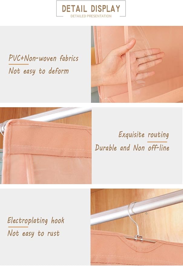 AARAINBOW 1 Pack Hanging Handbag Purse Organizer, Hand Bag Organizer Space Saving, 8 Pockets Wardrobe Organizer, Purse Holder for Closet, 46 L x 13.8W (B-Light Pink)