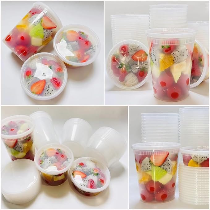 80 Sets Deli Containers with Lids, 32/16/8 oz Food Storage Containers with Lids, BPA Free Leakproof Freezer Storage Containers, Microwave | Dishwasher | Freezer Safe
