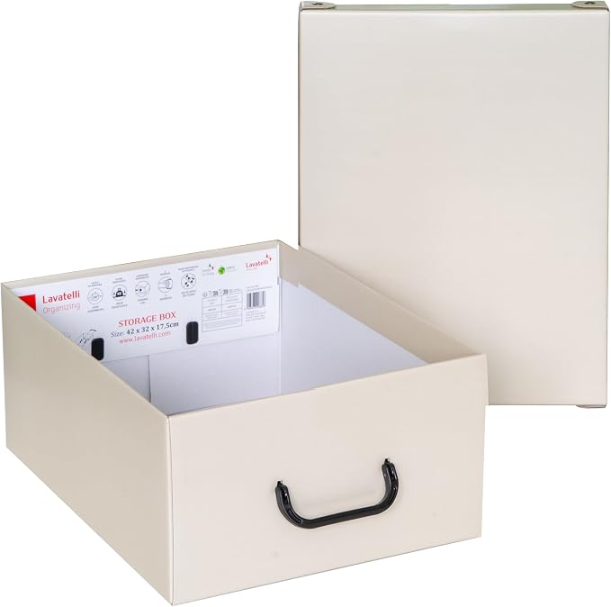 Lavatelli: Storage Box: Medium - Hortensia Hydrangeas - Lid & Handles, Decorative Cardboard Organizer, Stacks, Home-Clothes-Linens, 16.5 x 12.6 x 6.9