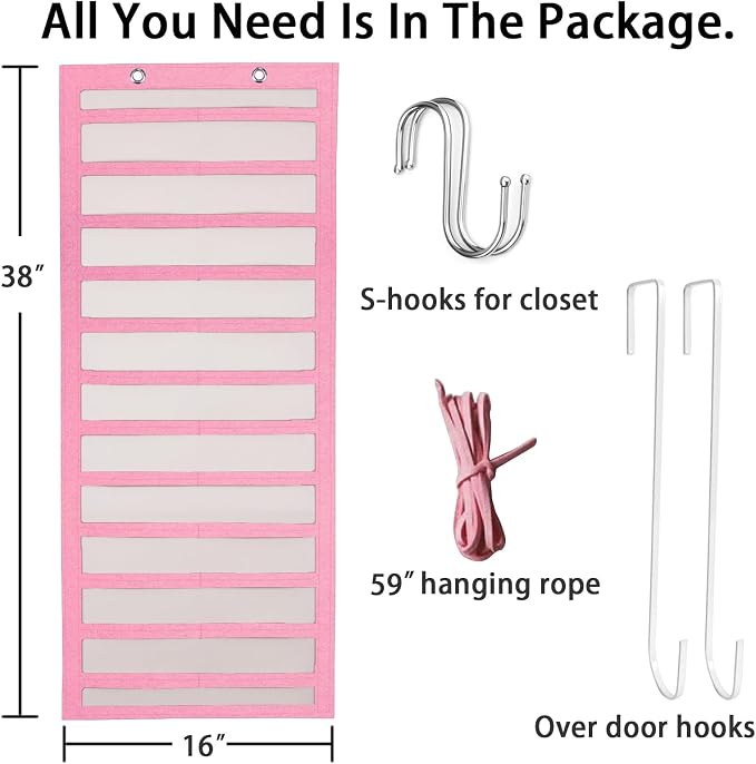 Artilife Hanging Headband Holder for Over the Door and Closet, 24 Slots Felt Head Band Organizer Shelf