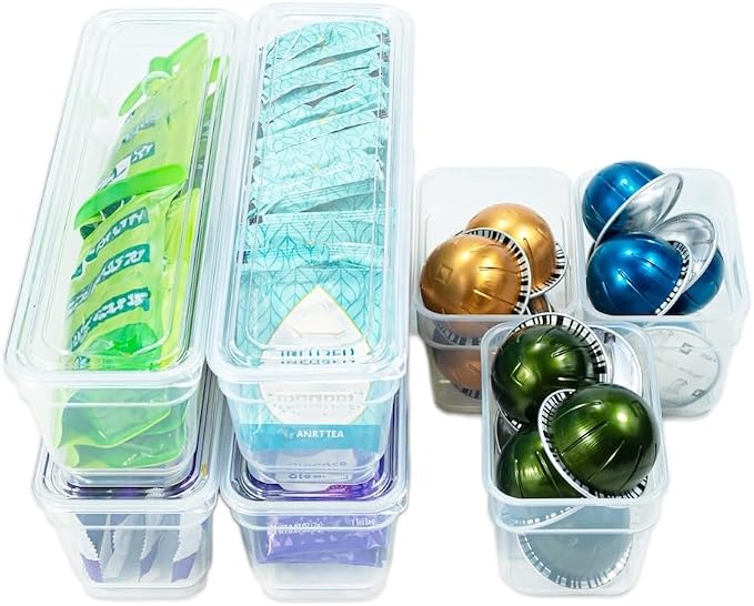 AB Designs Best Kept Plastic Storage Bins with Lids - Mixed Pack, 4 Long & 4 Small Home Organizer Storage Boxes with Lids, Clear