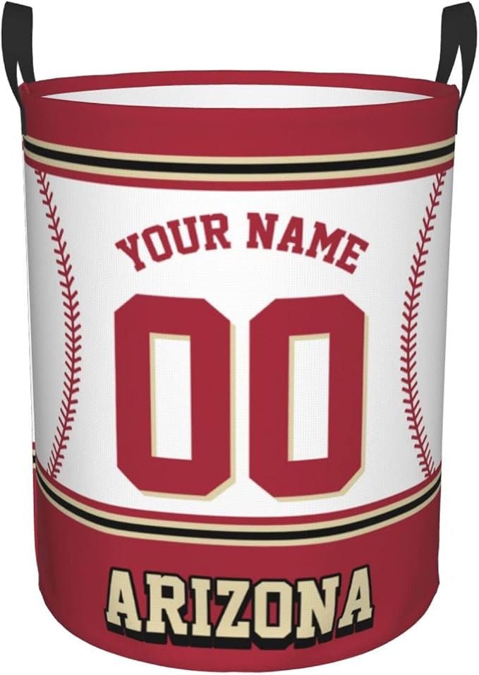 Custom Arizona Laundry Hamper Personalized Laundry Basket Customized Name And Number Collapsible Storage Basket for Bedroom Bathroom Living Room Baseball Fan Gifts