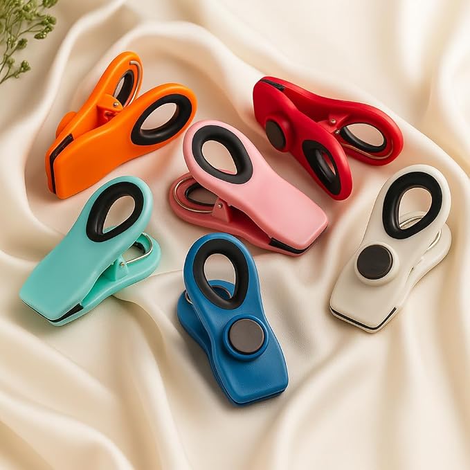 Mr. Pen- Magnetic Chip Clips, 6 Pack, Airtight Seal | Reusable Bag Closers for Food Storage, Snacks, Bread & Kitchen Organization, Strong Plastic Clips for Refrigerator Use