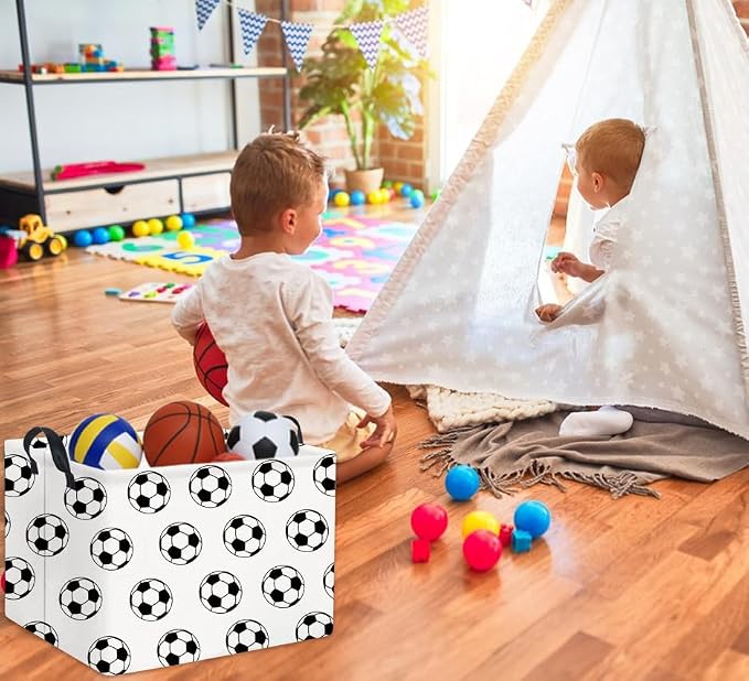 Rectangular Soccer Basket Kids Baby Storage Basket Cute Kids Toy Storage Bin Organizer Shelf Book Room Decor(Soccers)