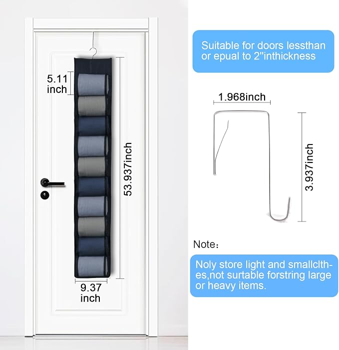 20-Pocket Hanging Legging Organizer for Closet Storage (Black) | Hang on closet rod, behind door, leggings, jeans, scarves neatly. Space-saving design for bedroom, dorm
