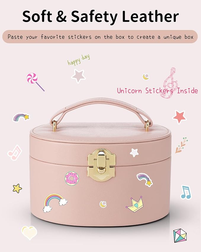 Vlando Musical Jewelry Box for Girls, Small Kid Music Box with Ballerina for Birthday Bedroom Decor, Gifts for Girls Kids - Pink