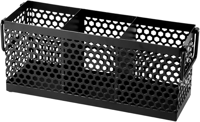 Cutlery Holder with Handle,Silverware Caddy for Party, Kitchen Counter, Mesh Metal Countertop Utensil Holder for Spoons, Forks and Knives, Black
