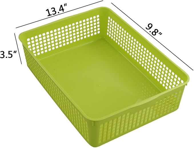 Cand 6 Packs Plastic A4 Paper Storage Baskte Tray for File, Paper, Letter, Green & Blue