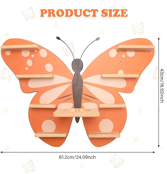Butterfly for Tonies Box 1/2 Tonies Figures Organizer Storage Shelf Wall Mounted, Magnetic Display Collection 30~40 Characters Floating Shelves Storage Player