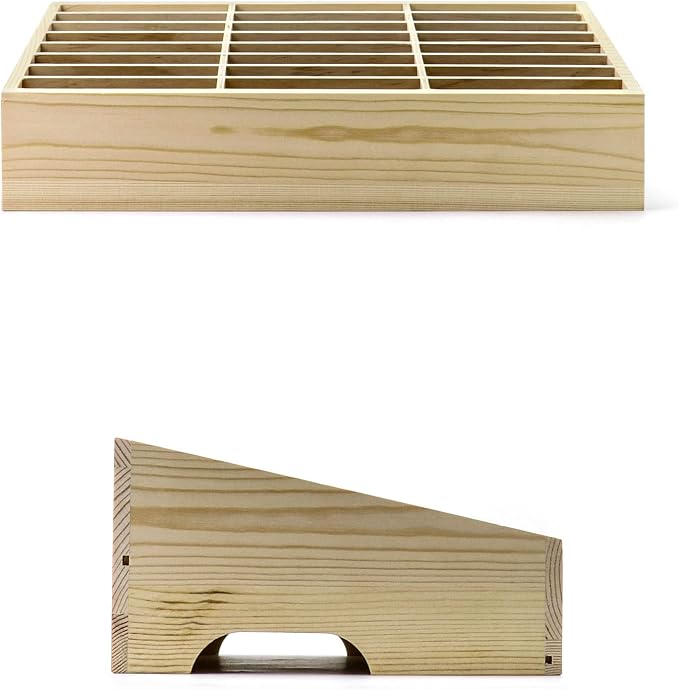 QWORK Wooden Cell Phones Storage Box 24-Grid, Desktop Mobile Phone Holder Management Storage Box Organizer, Multi Cell Phone Rack Display