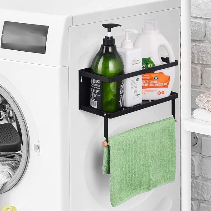 Magnetic Spice Rack for Refrigerator Magnetic Paper Towel Holder for Fridge Magnetic Shelf Magnetic Shelves 2 Hooks Fridge Magnet Organizer Spice Rack Seasoning Organizer Kitchen Storage