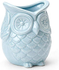ComSaf Ceramic Owl Pen Holder, Glazed Blue Pencil Cup — Cute Teacher Appreciation Gift for Desk, Owl-Shaped Classroom Decor, Small Office Organizer for Home, School Desk & College Dorm Room, 3.5 Inch