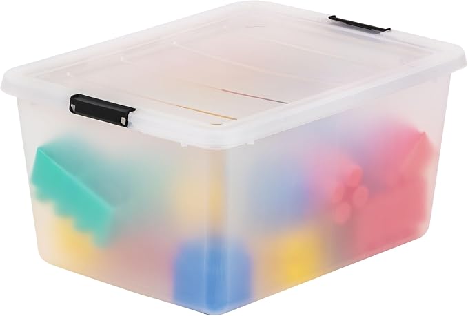 IRIS USA 32 Qt High-Capacity Clip Box 6-Pack, Craft Storage Bins with Latching Lids, Art & Writing Supply Containers for Home, Office & Classroom Organization