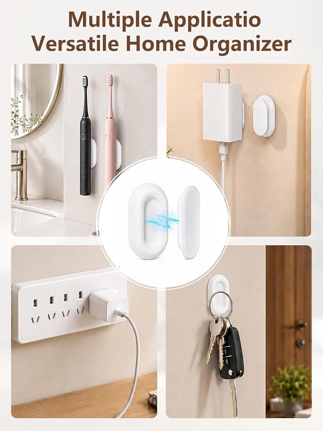 Magnetic Remote Control Holder Wall Mount, 5 Pack-White | Drill-Free Self-Adhesive Silicone Organizer for TV, AC, Fan, RV ,Bed, Couch & Table Storage Caddy Accessories