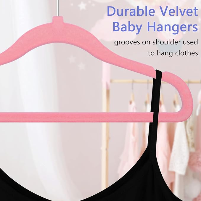 GoodtoU Kids Hangers Velvet Baby Hangers Non Slip Pink Toddler Infant Hanger 20 Pack Baby Clothes Hanger for Closet