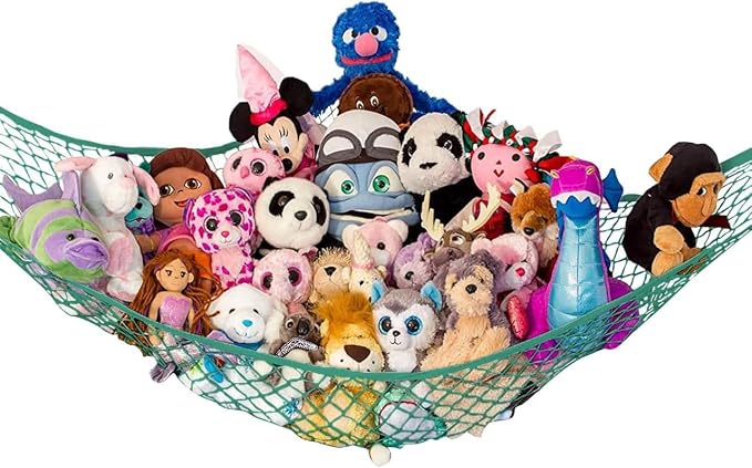 Stuffed Animal Hammock XL | Corner Stuffed Animal Storage & Plushie Net | Extra Large Toy Hammock for Stuffed Animals | Easy Hang, Hardware Included | Green Bedroom Decor | by Lilly's Love