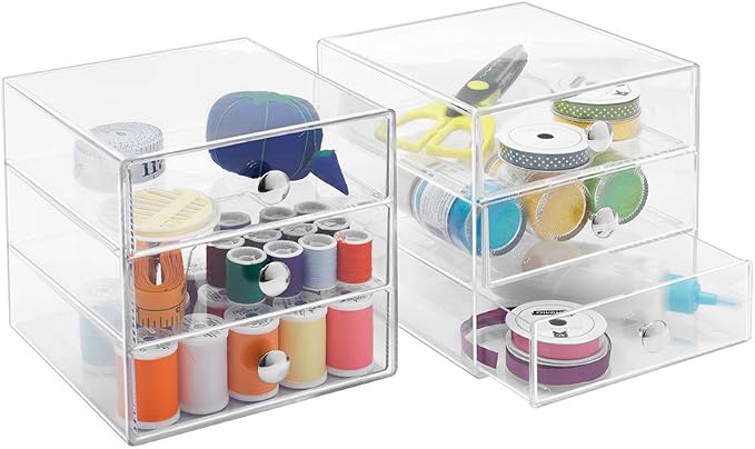 iDesign Stackable 3-Drawer Makeup Organizer, Clear | Bathroom Storage, Vanity Storage