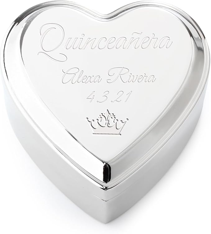 Cherished Moments Personalized Quinceañera Jewelry Box, Heart Keepsake