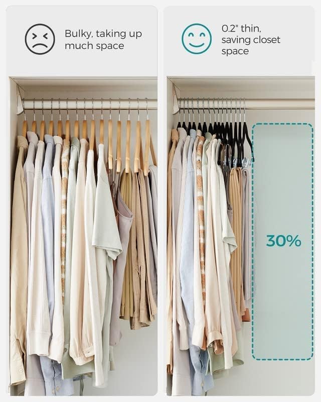 VECELO Premium Velvet Clothes Hangers Suit with Metal Clips (20 Pack)-Non Slip & Space-Saving with 1 Magic Hangers & 2 Tie Rack Excellent for Men and Women
